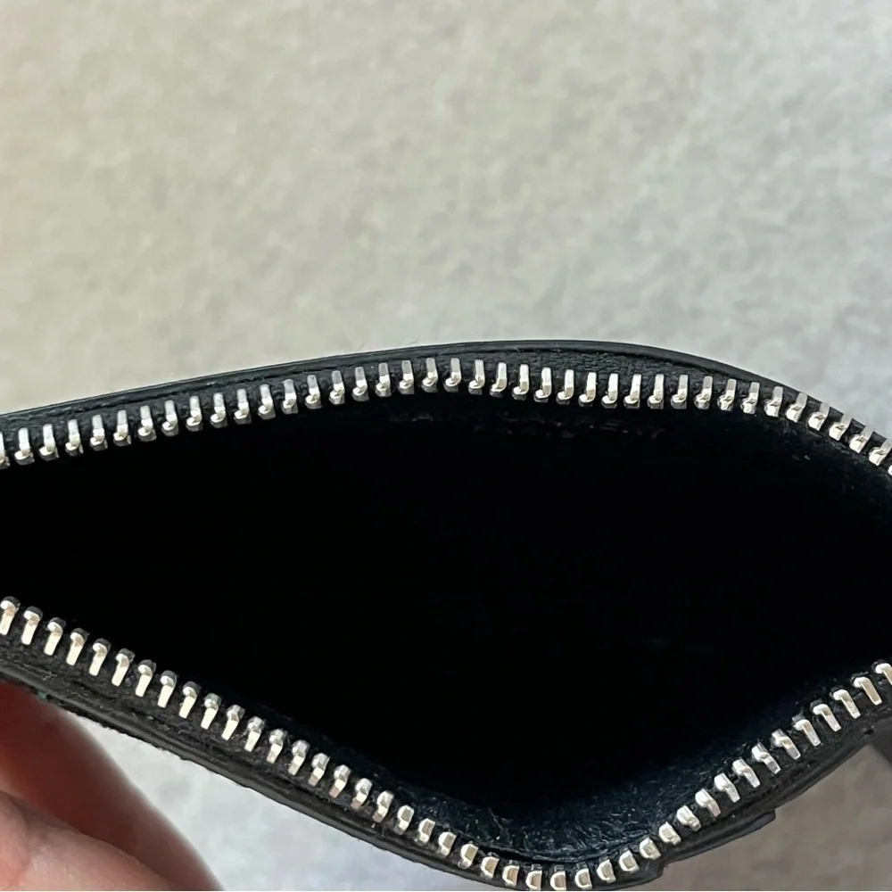 SAINT LAURENT Moujik French Bulldog Fragment Card Holder Black Leather